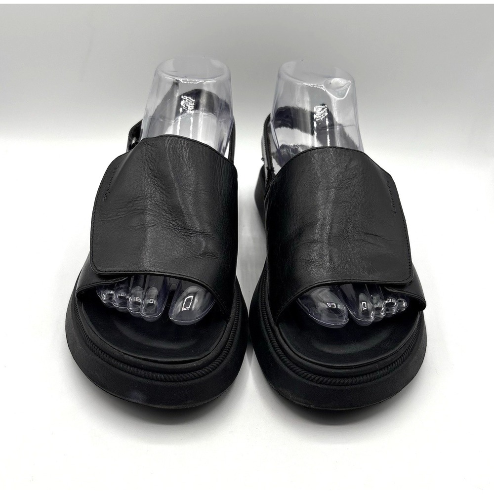 TAMARIS Lally Sandal Women's Size 38 US 8‎ Black Leather Slingback Platform Shoe - Picture 2 of 7